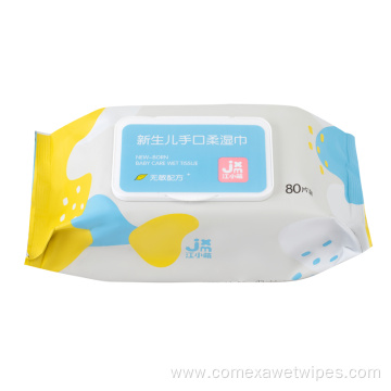 Popular 80PCS Hypoirritant Baby Wipes with Plastic Lid